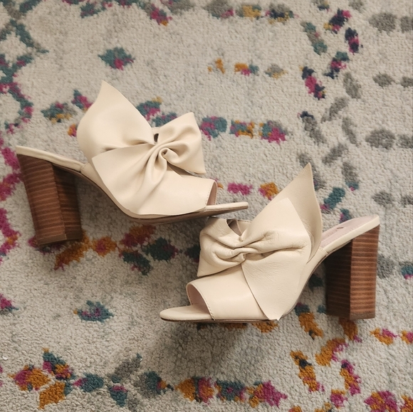 Avec Les Filles Blush Bow Block Heel Mules - Picture 3 of 10
